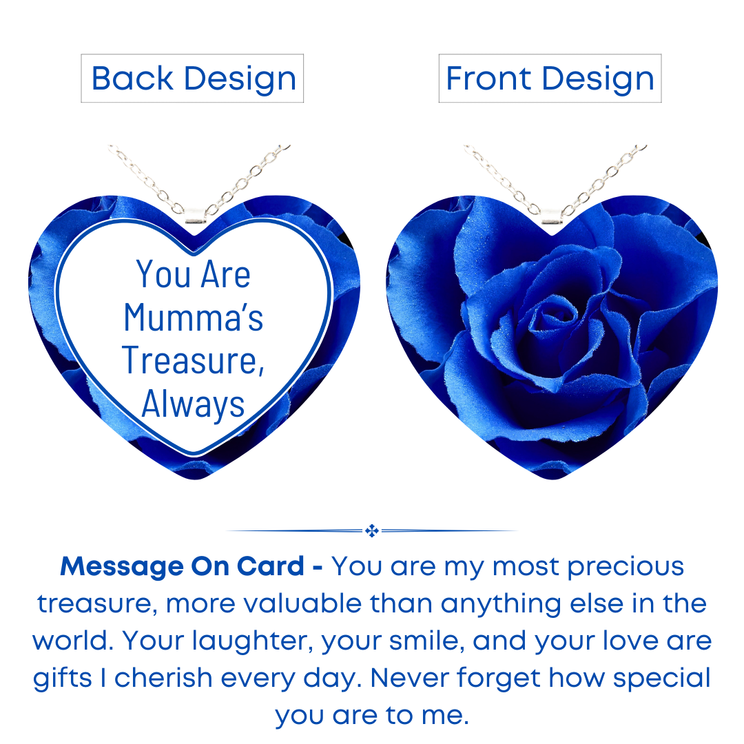 Blue Rose Heart - Mother Daughter Love Handmade Message Gift