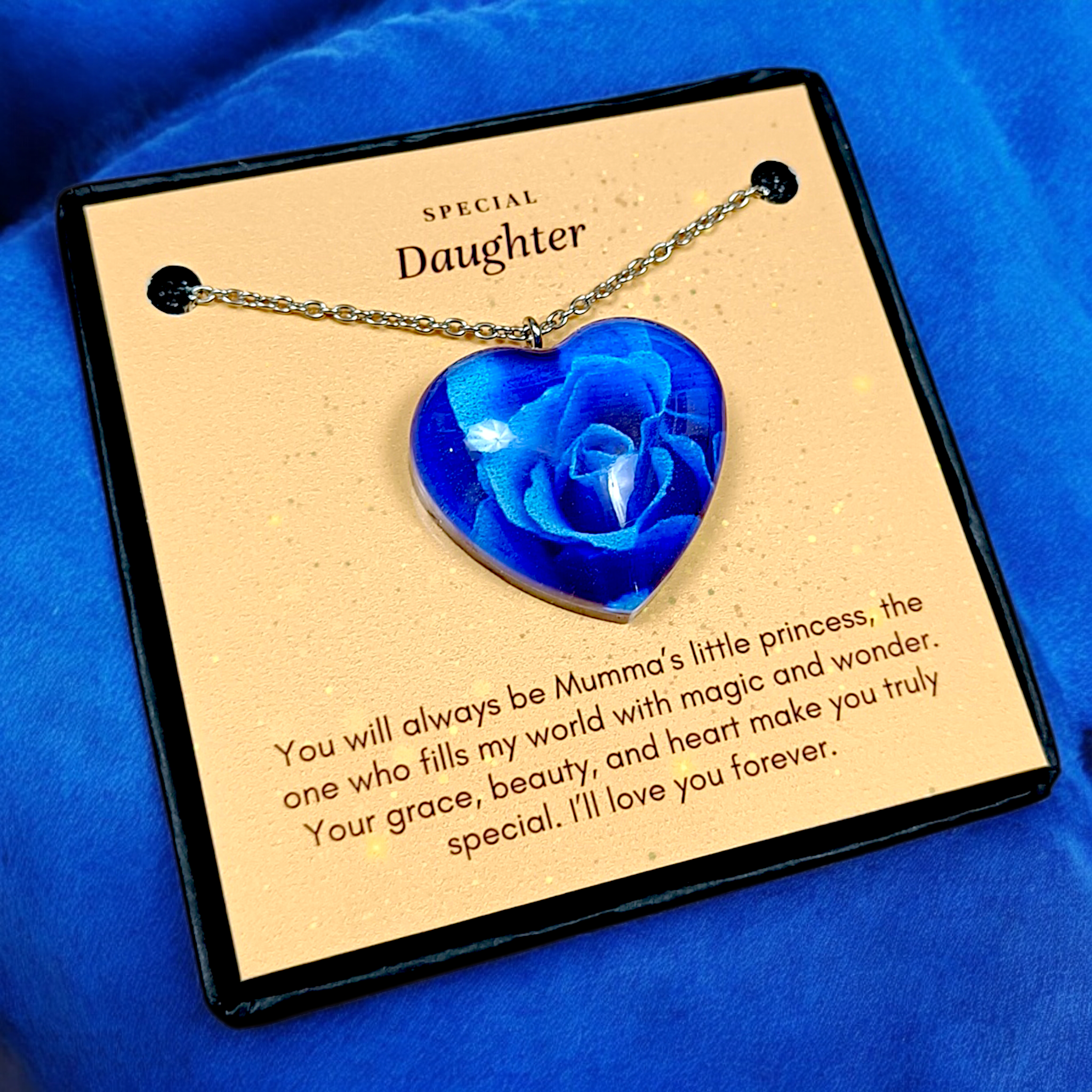 Blue Rose Heart - Mother Daughter Love Handmade Message Gift