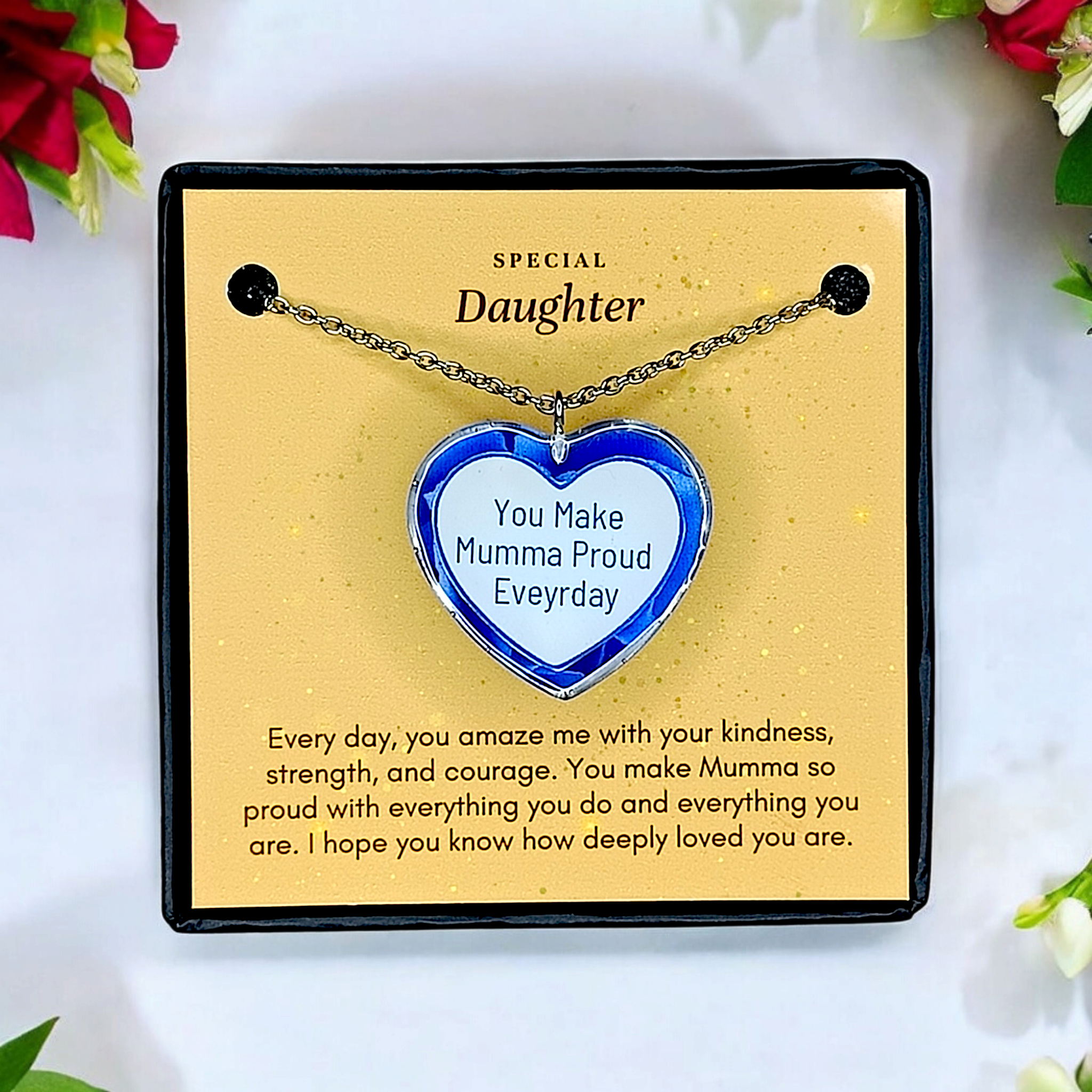 Blue Rose Heart - Mother Daughter Love Handmade Message Gift