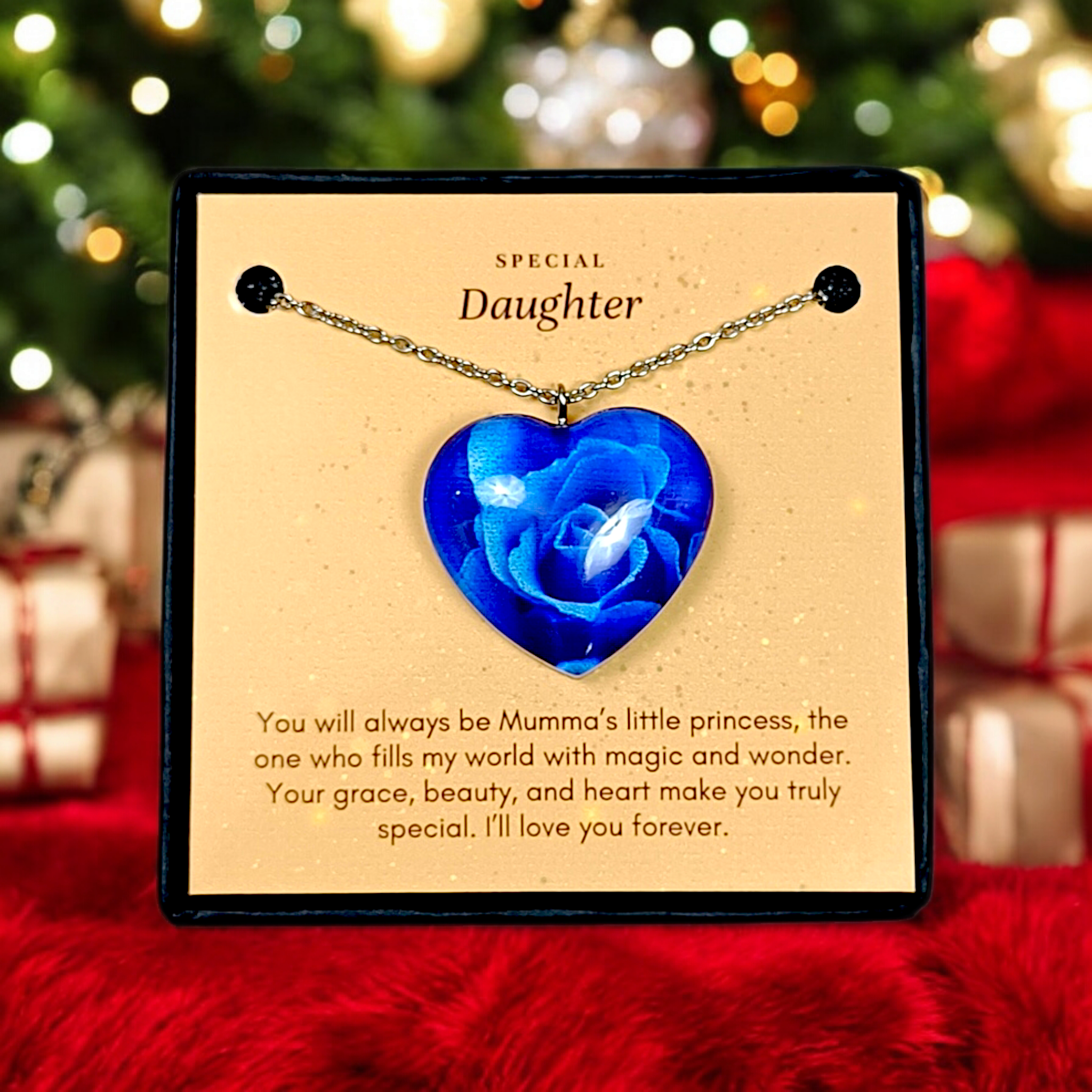 Blue Rose Heart - Mother Daughter Love Handmade Message Gift